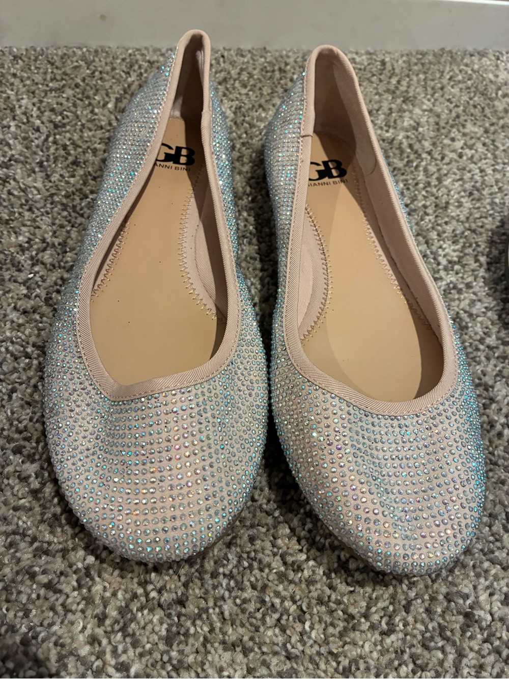 Gianni Bini Blush Crystal Embellished Ballet Flats